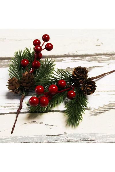 Yenigeldi 1 Piece of Pine Cone Kokina Red Berry Christmas Ornament
