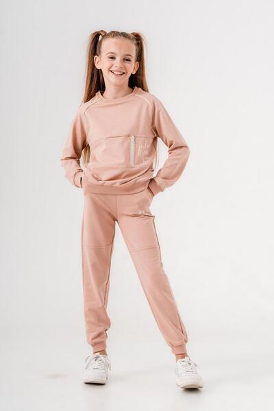 Mışıl Kids ENJOY THE NOW Set de trening Garni cu imprimeu floral și fermoar, pentru fete