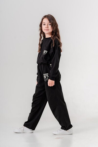Mışıl Kids Groovy Gi̇rl Printed Girls' Top and Bottom Tracksuit Set