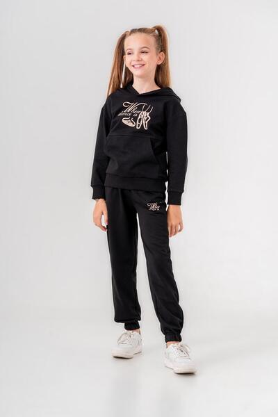 Mışıl Kids Σετ φόρμας για κορίτσια με στάμπα Where Dance Is, με κουκούλα και ...