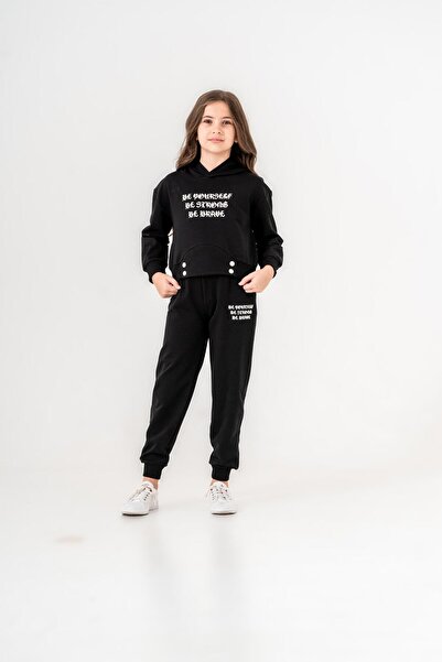 Mışıl Kids Set de trening cu glugă cu imprimeu BE YOURSELF BE STRONG BE BRAVE...