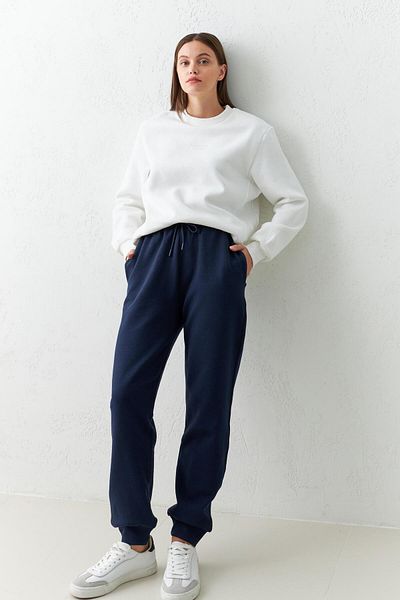 Setre Navy Blue Ankle Elastic Relaxed Cut Sweatpants