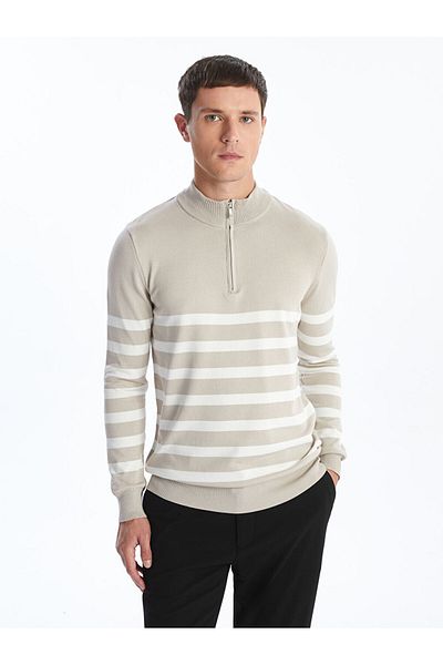 LC Waikiki Stand Collar Long Sleeve Striped Men's Sweater - W4H760Z8