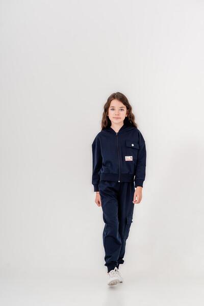 Mışıl Kids The Real World Label Cargo Pocket Hooded Girls' Tracksuit Set