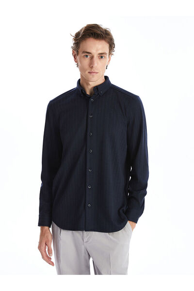 LC Waikiki Ανδρικό πουκάμισο με μακρυμάνικο ποπλίνα με κανονική εφαρμογή