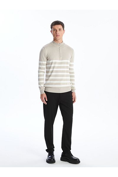 LC Waikiki Stand Collar Long Sleeve Striped Men's Sweater - W4H760Z8