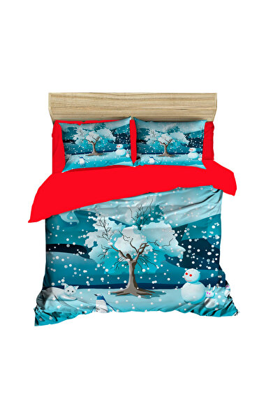 Fabeteks New Year's Tree Scenery Snowing Digital Bedding Set