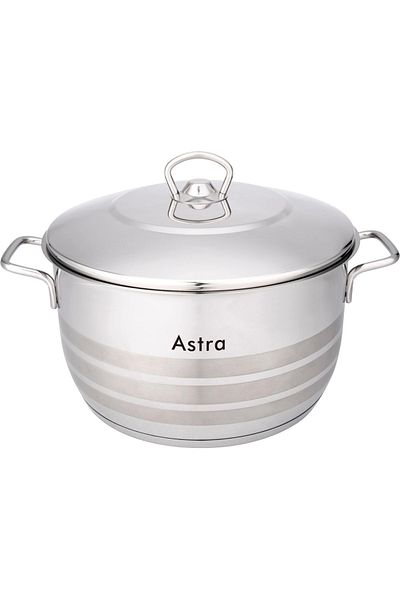 Astra Casserole 30x17.5cm - 12.3 Liter Capacity -18/10 Cr-Ni Stainless Steel - Silver