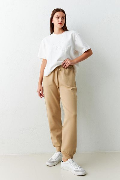 Setre Beige Ankle Elastic Relaxed Cut Sweatpants