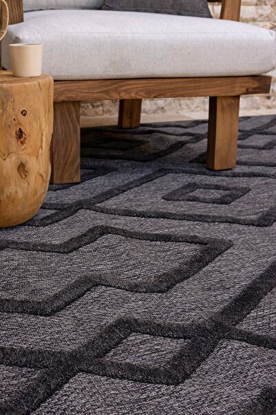 Koza Halı Silva Siyah Halı Yıkanabilir Halı Balkon Halısı Oturma Odası Koridor Yatak Odası Halısı 58594a