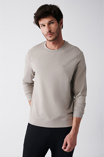 Avva Erkek Taş Bisiklet Yaka Pamuklu 2 İplik Şardonsuz Comfort Fit Sweatshirt E001200