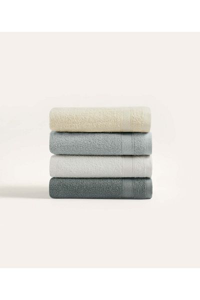 Koza Home Likya 4-Piece Face Dowry Towel Set - 100% Cotton Border 1002a