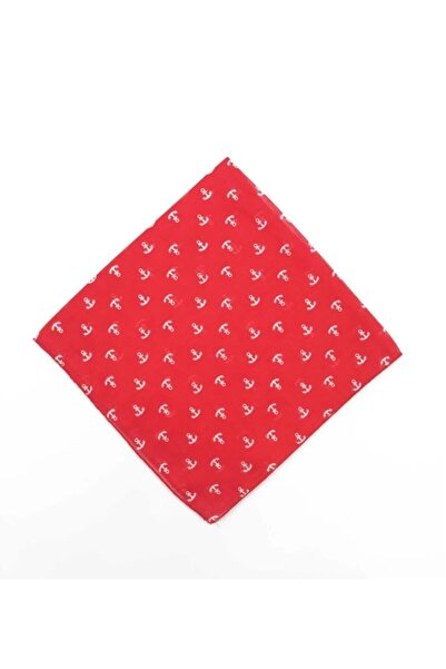 Yuchicly وشاح بنمط مرساة 100% قطن للجنسين باللون الأحمر