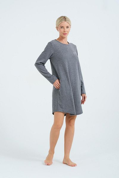 C&City Geräuchertes Langarm-Hauskleid - 402021