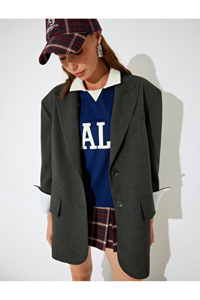 Koton X İnji - Oversize gombos blézer dzseki, bélelt zsebekkel