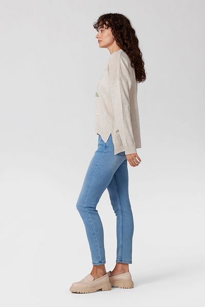 PARKhande Dream Wish Tuy Printed Slit Sweater - Stone