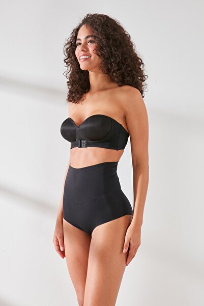 C&City C12708 Women's Laser High Waist Cut Slip Corset Black