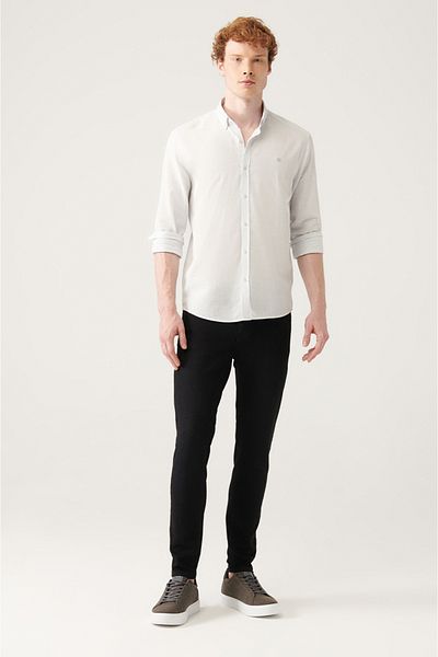 Avva Schwarze, gewaschene, flexible Jeanshose für Herren E 003513