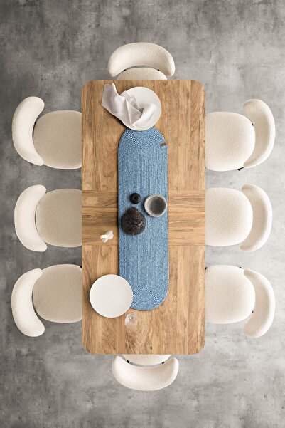 Koza Home Cesta Handmade Knitted Turquoise Cornered Runner 37x136 4004