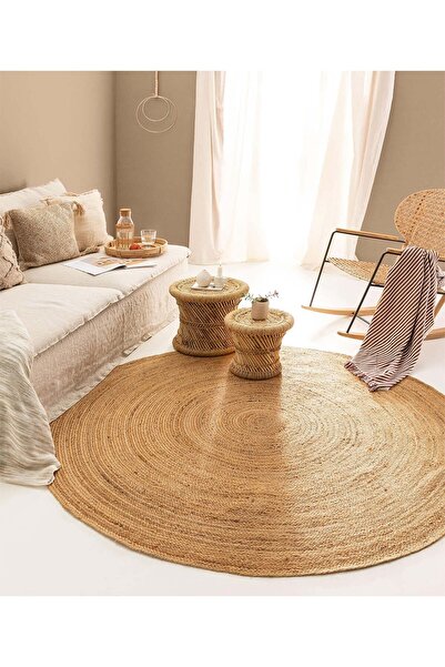 Koza Halı Natura El Dokuma Jüt Bohem Tarz Otantik Salon Oturma Odası Koridor Yatak Odası Natural Halı 00023a