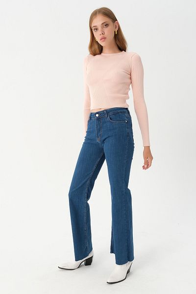 PARKhande Crew Neck Wicked Hair Knit Detailed Sweater - Powder