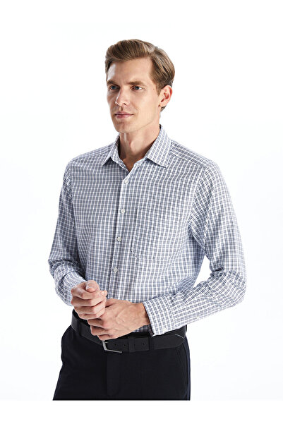 LC Waikiki Ανδρικό πουκάμισο κανονικής εφαρμογής μακρυμάνικο καρό Gabardine