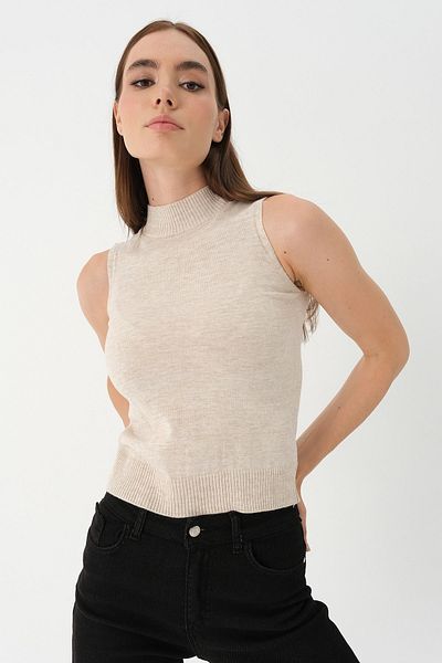 PARKhande Half Fisherman Sleeveless Sweater - Stone