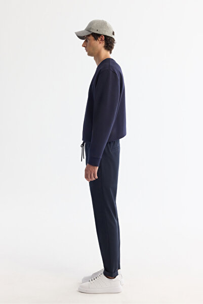 Avva Erkek Lacivert Beli Lastikli Bağcıklı Duble Paça Jogger Relaxed Fit Pantolon E003000