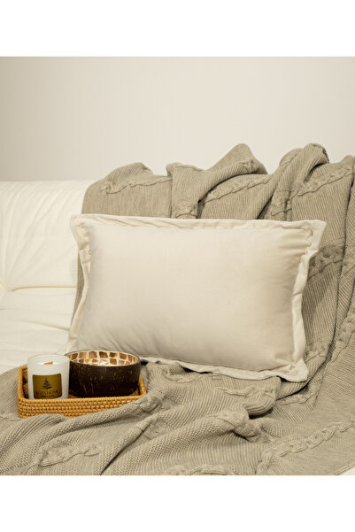 Koza Home Ibiza Cream Velvet Pillow 30X50 5012