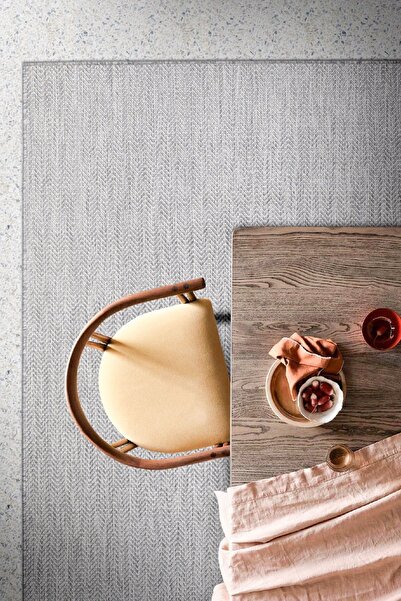 Koza Halı Fresco Antrasit Ekru Iskandinav Jüt Yıkanabilir Halı Kilim Balkon T...