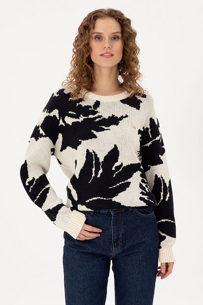 U.S. Polo Assn. Pulover de damă crem cu decolteu 50291572 -vr071