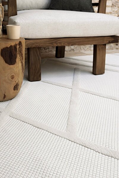 Koza Halı Silva Beyaz Halı Yıkanabilir Halı Balkon Halısı Oturma Odası Korido...