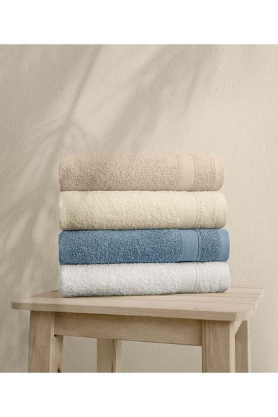 Koza Home Likya 4-Piece Face Dowry Towel Set - 100% Cotton, Border 1001a