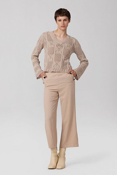 PARKhande Openwork V-Neck Mink Sweater