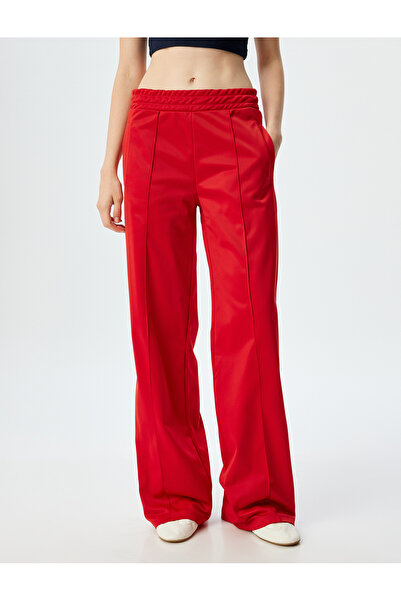 Koton Geniş Paça Nervürlü Beli Lastikli Cep Detaylı Eşofman Pantolon