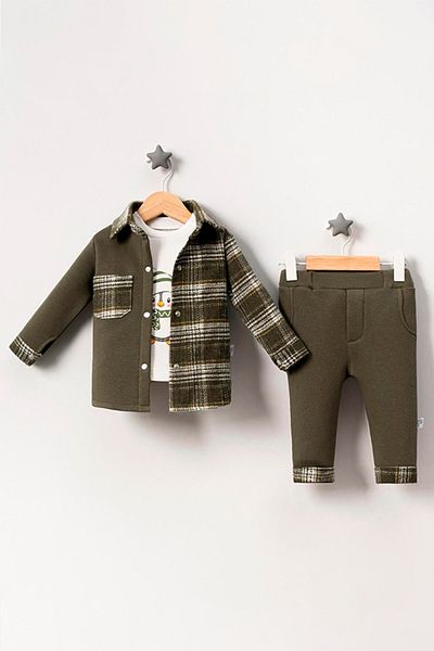 TRENDİMİZBİR Khaki Baby Boy Triple Set - Little Sir