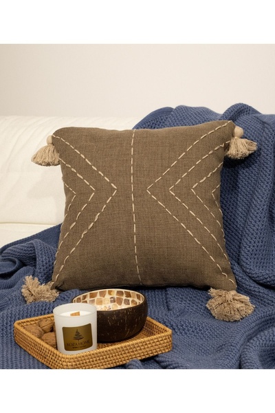 Koza Home وسادة رمي مزخرفة باللون البني مقاس 40x40 من Aspen - حشوة داخلية 5001