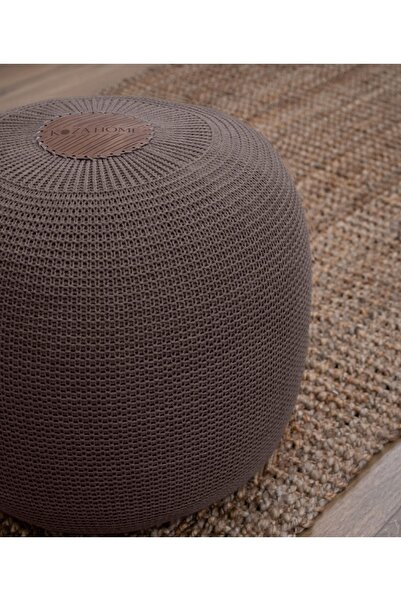 Koza Home Fluffy Örgü Puf Kahverengi 8006