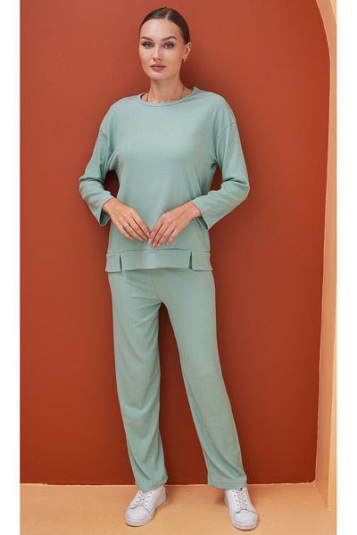 DEVRİMAY TEKSTİL Mint Women's Trousers and Tunic Set