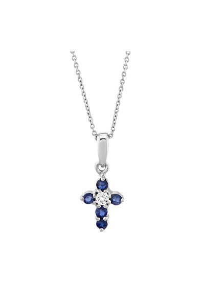 Ariş Pırlanta Safir Haç Kolye