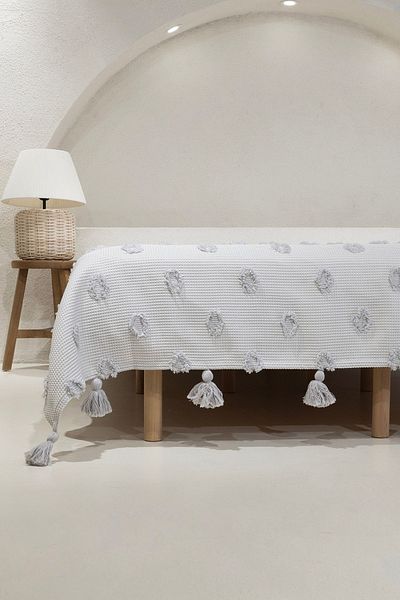 Koza Home Wanda Gray Double Edge Tufted Pique 220x240 5025
