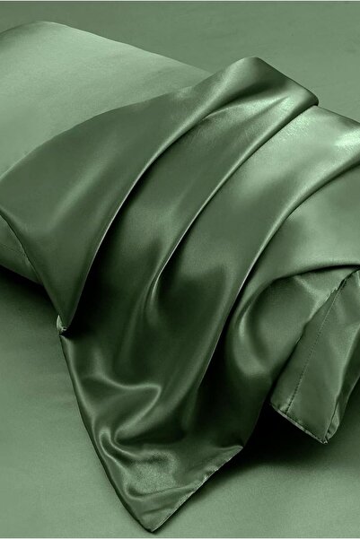 pistore Abstract Green Matte Silk Satin Μαξιλαροθήκη 50 X 70 2 Τεμάχια