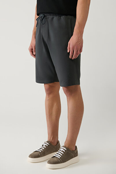 Avva Erkek Antrasit Yandan Cepli Örme Pamuklu 2 İplik Günlük Relaxed Fit Şort E003602