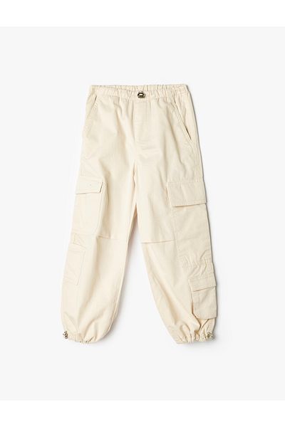 Koton Cotton Jogger Pants - Cargo Pocket and Elastic Waist