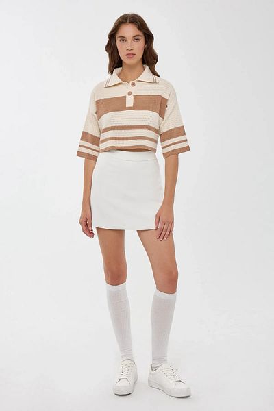 Hiccup Pulover crop cu dungi cu gât polo