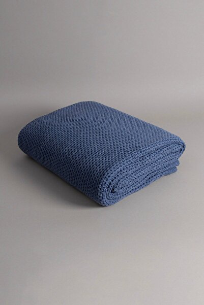 Koza Home Miel Indigo Edge Single Blanket with Pompom 160x220 37116