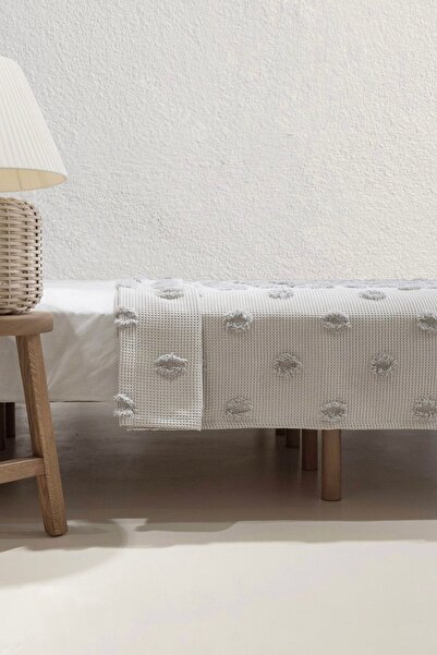 Koza Home Wanda Gri Çift Kişilik Kenar Püsküllü Pike 220x240 5025