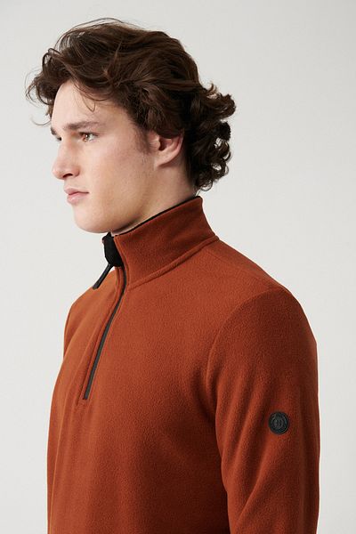 Avva Kältebeständiges Fleece-Sweatshirt mit halbem Reißverschluss und Stehkragen für Herren E 001068