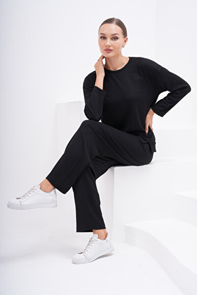 DEVRİMAY TEKSTİL Černá dámská tunika a kalhoty
