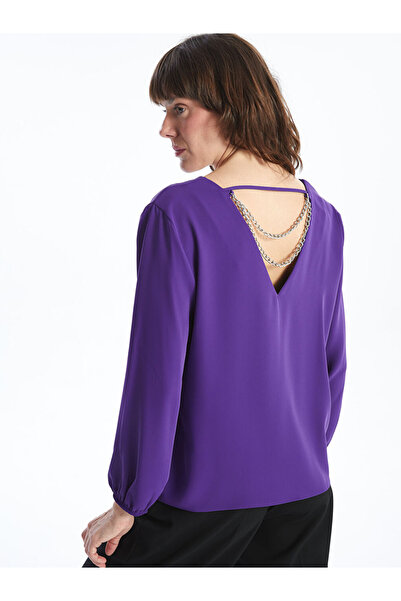 LC Waikiki Purple V-Neck Women's Blouse
